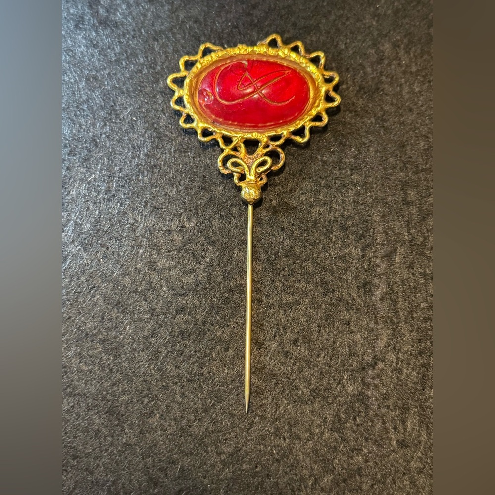 Vintage Christian Lacroix Red and Gold Stickpin